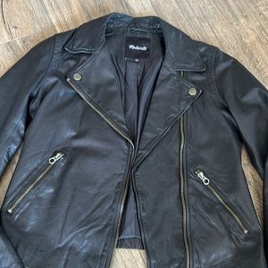 Madewell Washed Motorcycle Leather Jacket: Brass Hardware Edition